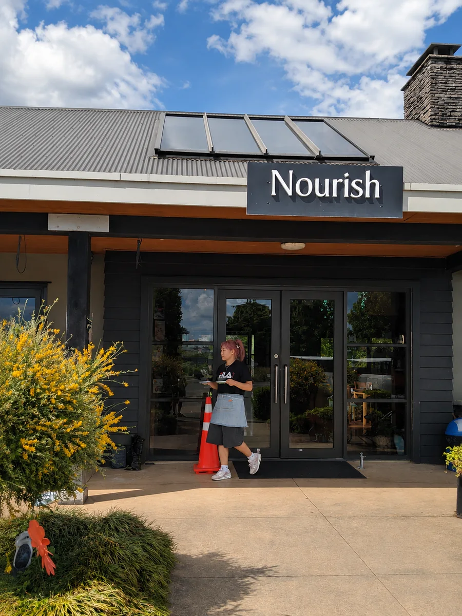 The Nourish Cafe storefront and entrance