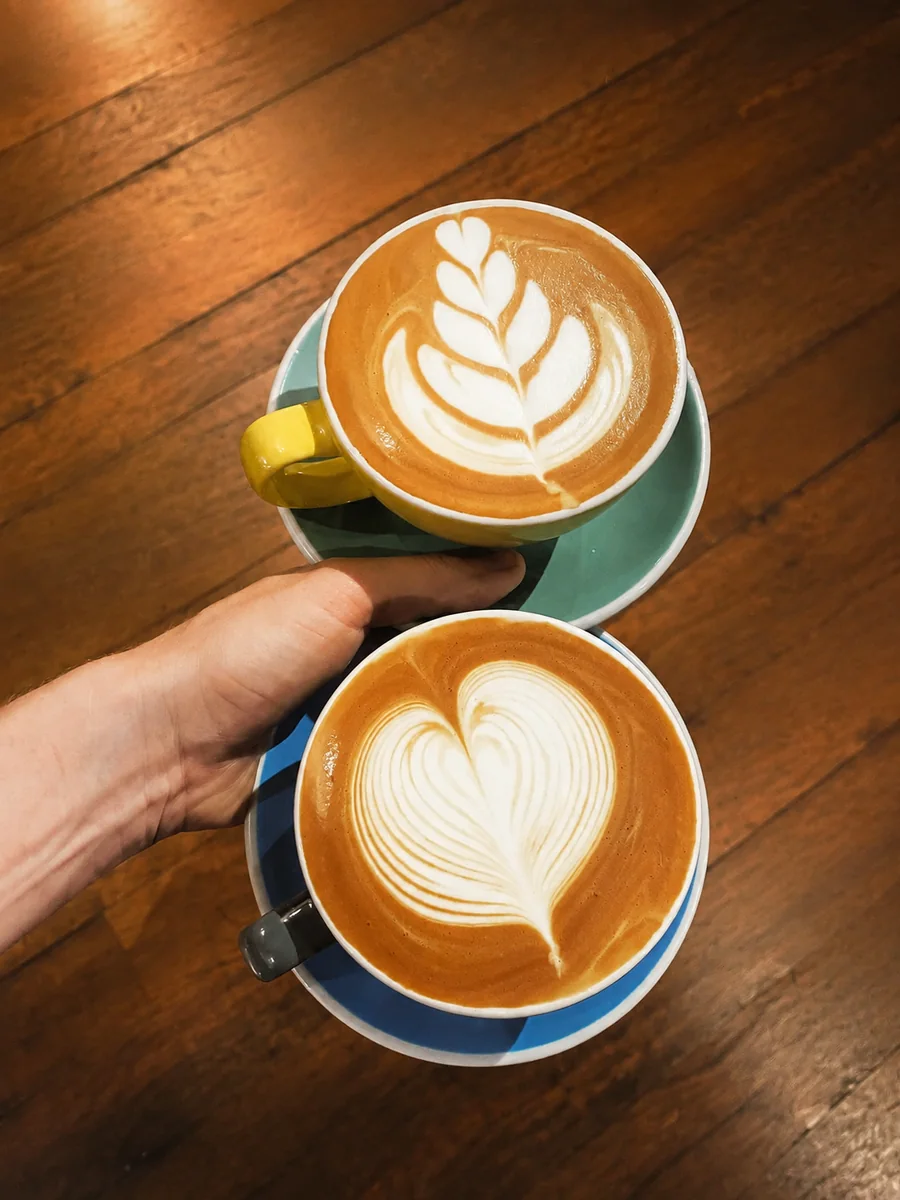 Two coffees at Nourish Cafe